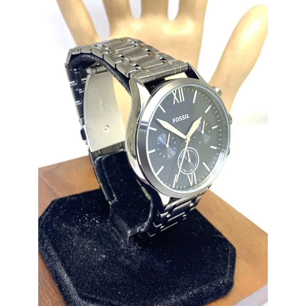 Fossil Men's Watch BQ2401 Quartz Blue Dial Gunmetal Stainless Steel 44mm